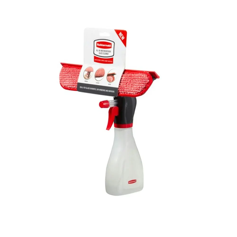 Rubbermaid All-In-One Microfibre Glass/Mirror Cleaner Spray Bottle w/ Squeegee