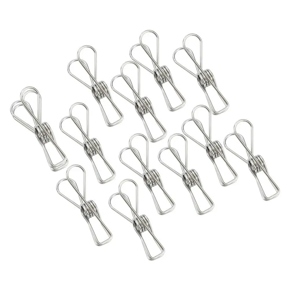 6x 12PK Hangit 8.5cm Stainless Steel Pegs Large Hanging Clothes Pins/Clip Silver