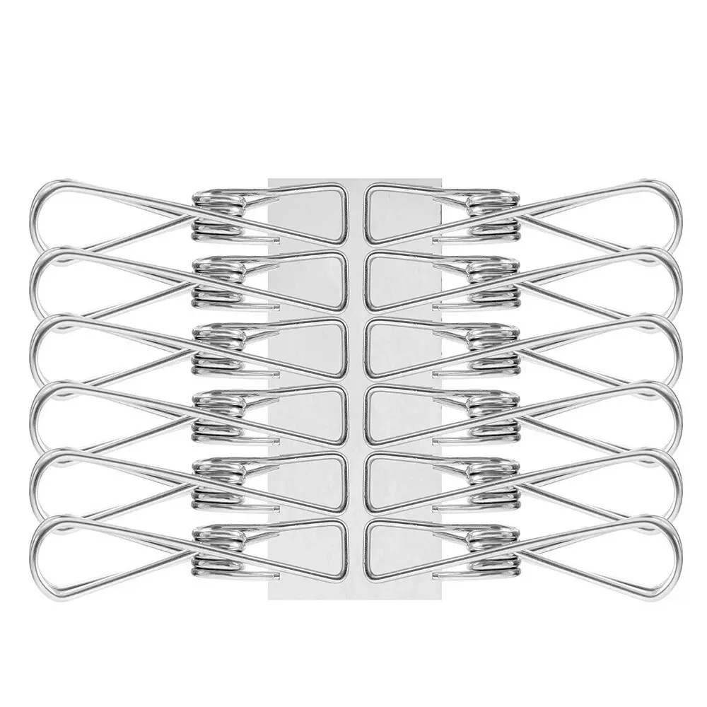 6x 12PK Hangit 8.5cm Stainless Steel Pegs Large Hanging Clothes Pins/Clip Silver