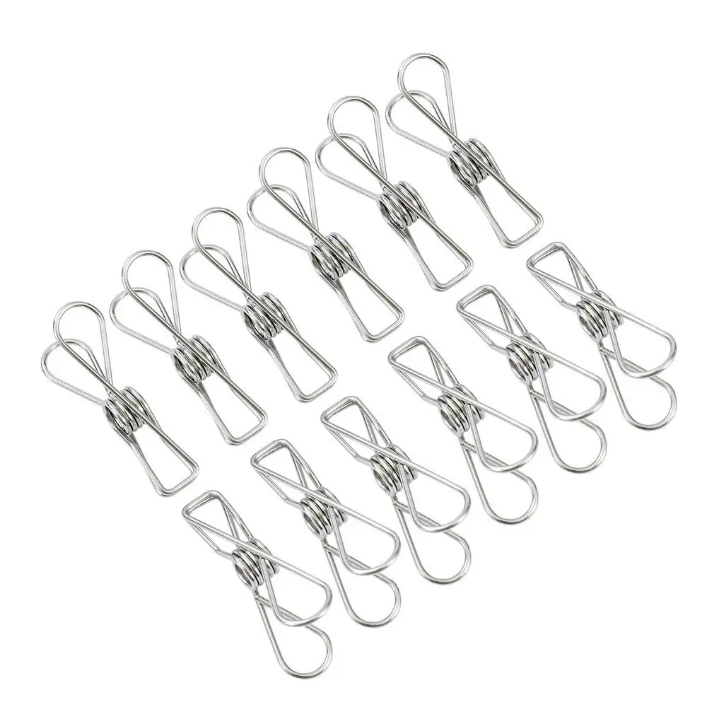 6x 12PK Hangit 8.5cm Stainless Steel Pegs Large Hanging Clothes Pins/Clip Silver