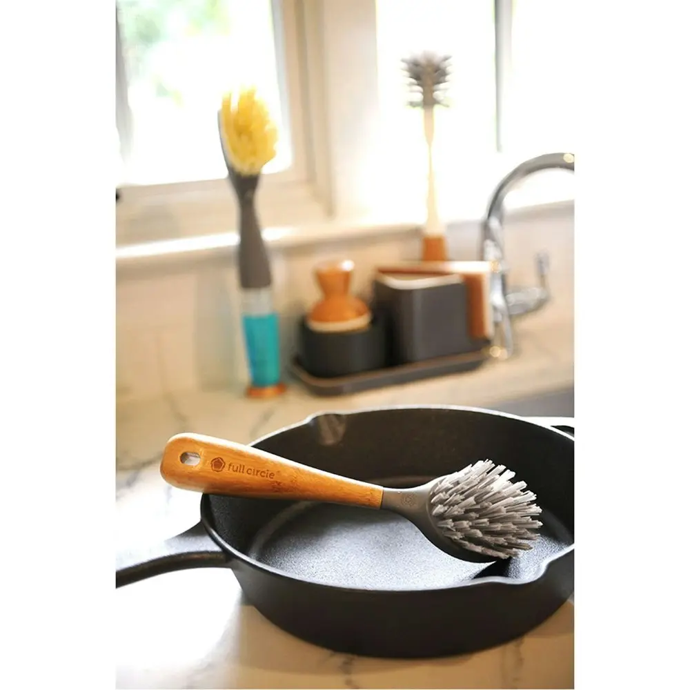 Full Circle Tenacious C Cast Iron Cleaning Brush w/ Scraper Home Cleaner Grey