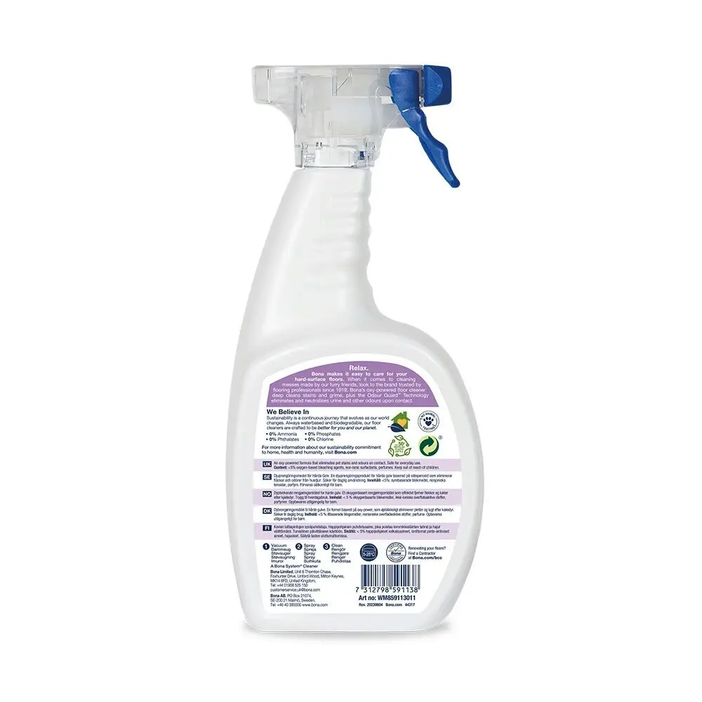 Bona Pet Care Hard-Surface Water-Based Floor Deep Cleaner Spray 1L Bottle