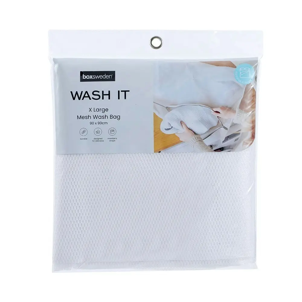 4x Boxsweden Wash It 90cm Washing Mesh Clothes Bag Laundry Storage XL White