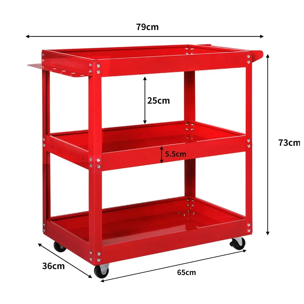 Traderight 3-Tier Tool Cart Trolley Toolbox Workshop Garage Storage Organizer