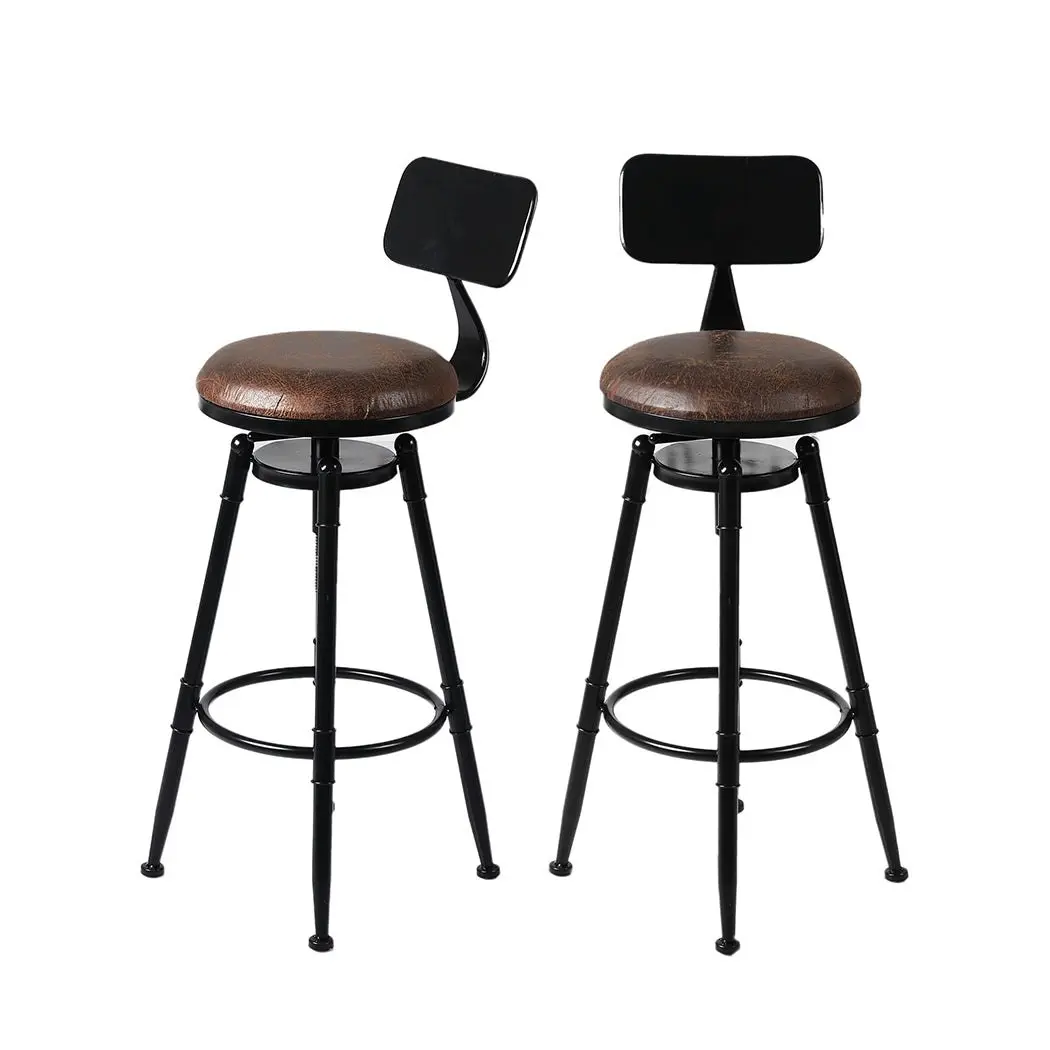 Levede 4pcs Bar Stool Kitchen Wooden Leather Barstools Industrial Swivel Chairs