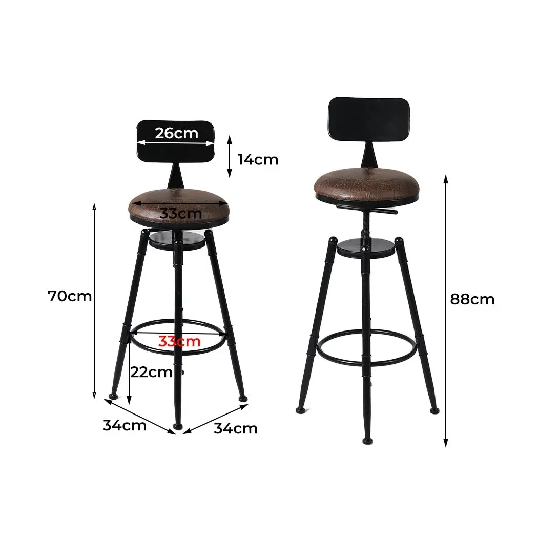 Levede 4pcs Bar Stool Kitchen Wooden Leather Barstools Industrial Swivel Chairs