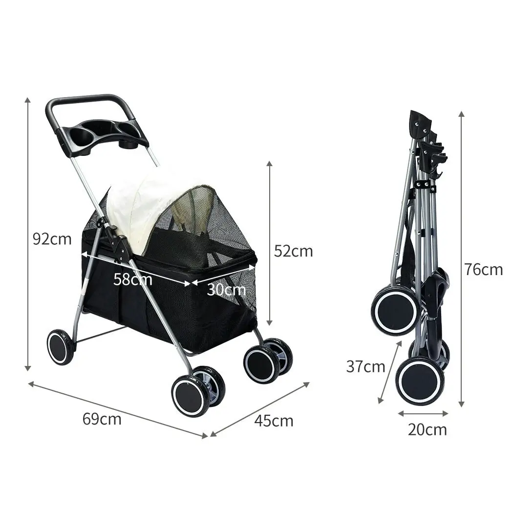 Pawz 4 Wheels Pet Stroller Dog Cat Cage Puppy Pushchair Travel Walk Carrier Pram