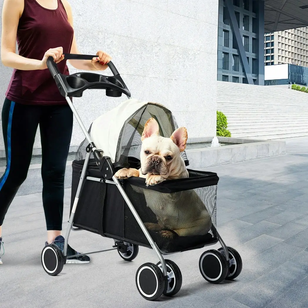 Pawz 4 Wheels Pet Stroller Dog Cat Cage Puppy Pushchair Travel Walk Carrier Pram