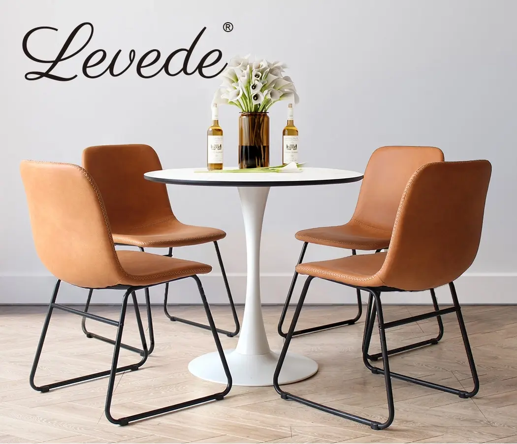 Levede 2x Dining Chairs Kitchen Table Chair Lounge Room Retro Padded Seat PU