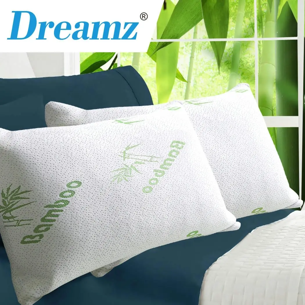 Dreamz 2x Memory Foam Pillow Bamboo Pillow Cushion Hypoallergenic Cover 70x40cm