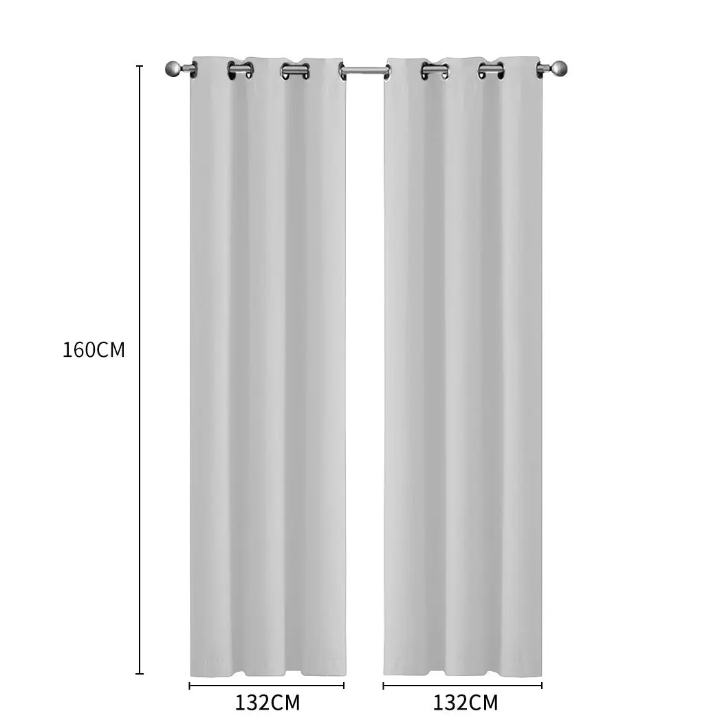 Traderight Group  2x Blockout Curtains Panels 3 Layers Eyelet Room Darkening 132x160cm Grey