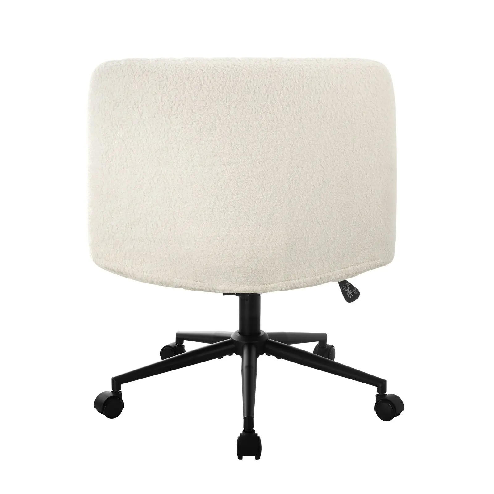 Oikiture Mid Back Armless Office Desk Chair Wide Seat with Wheels Sherpa White