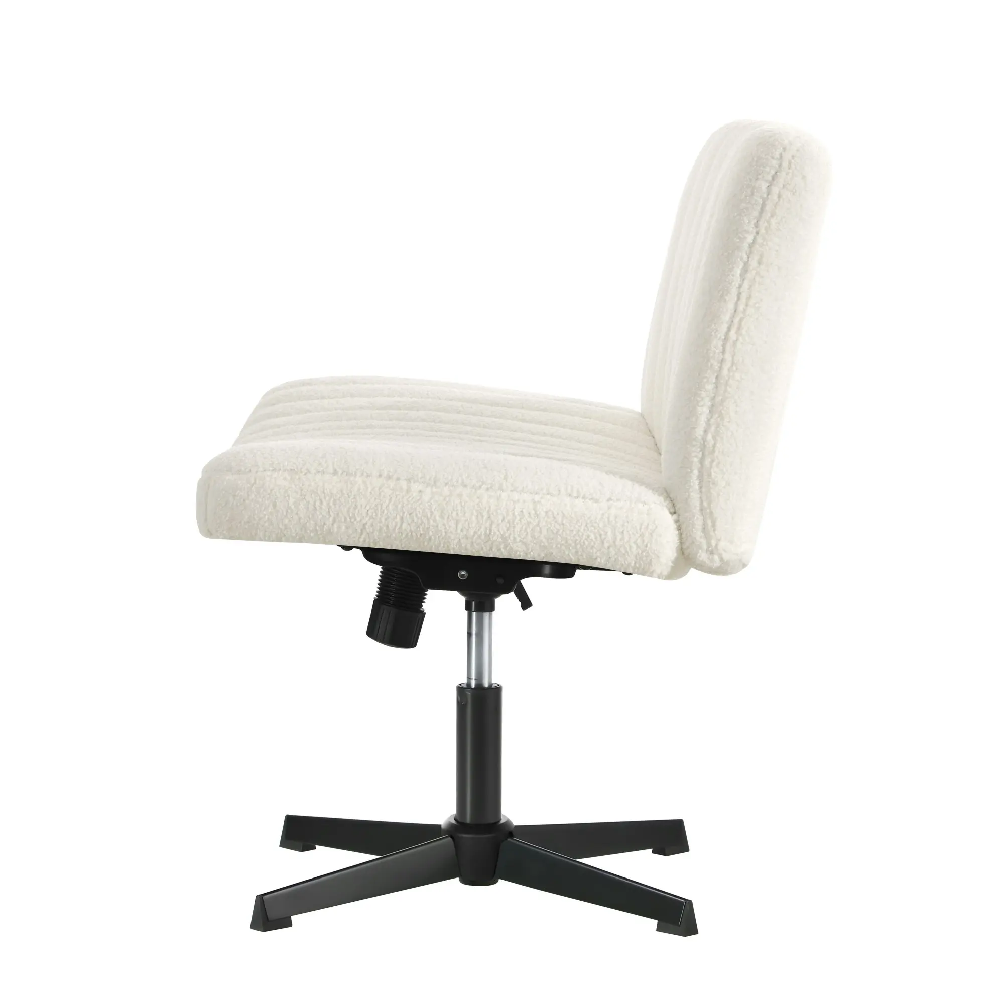 Oikiture Mid Back Armless Office Desk Chair Wide Seat Sherpa White