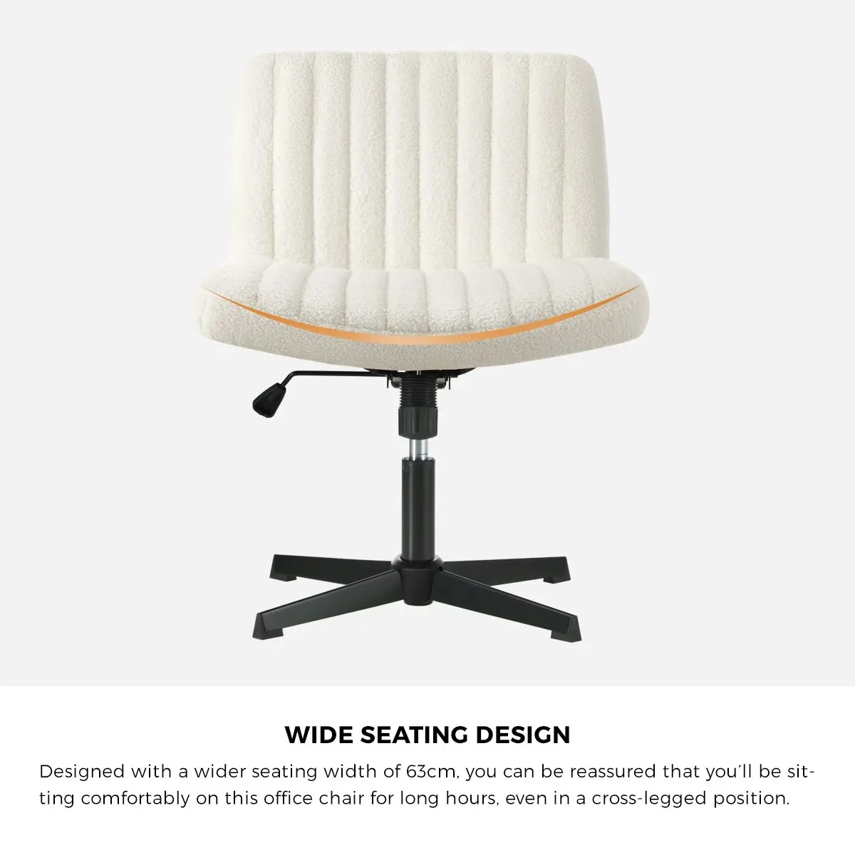 Oikiture Mid Back Armless Office Desk Chair Wide Seat Sherpa White