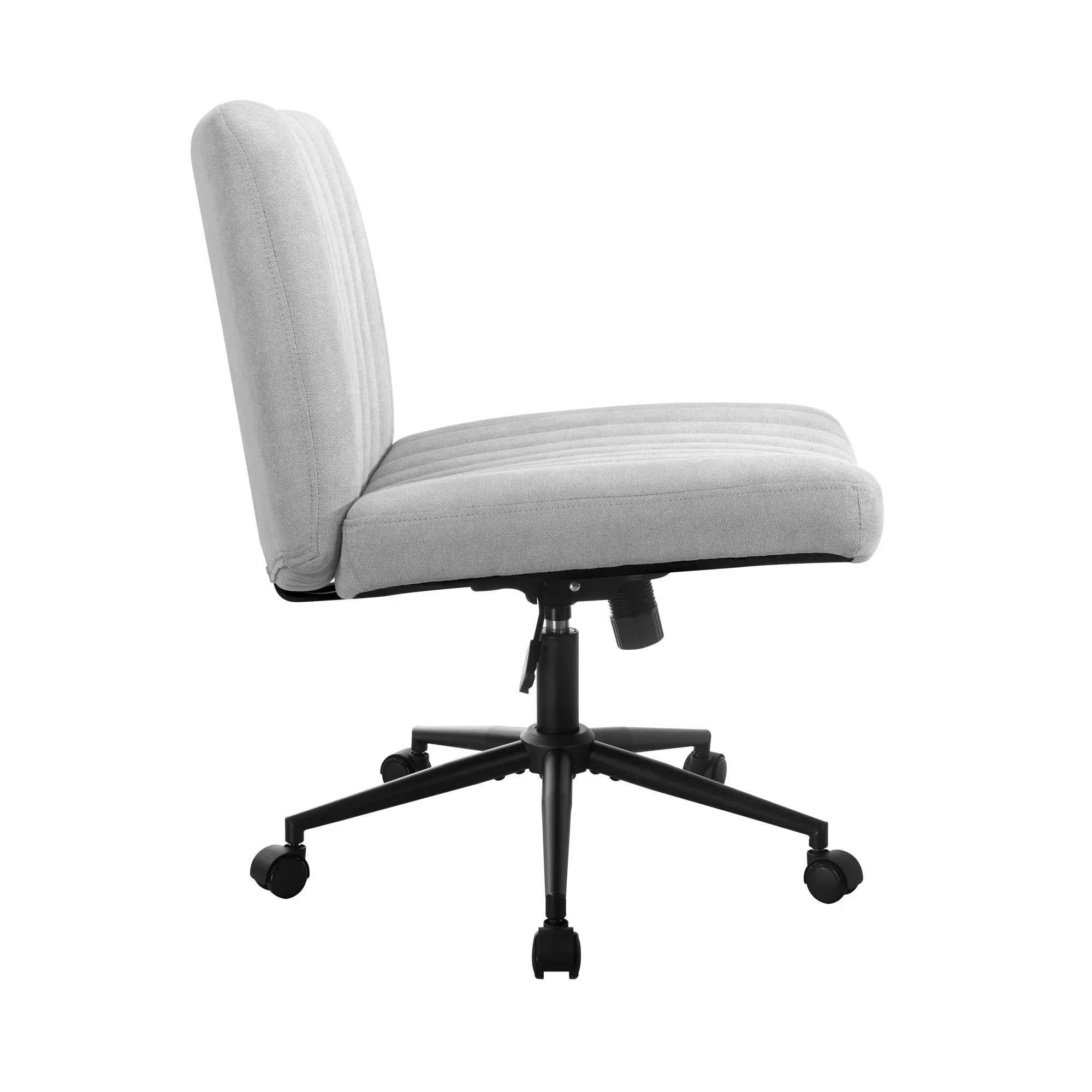 Oikiture Mid Back Armless Office Desk Chair Wide Seat with Wheels Linen Grey