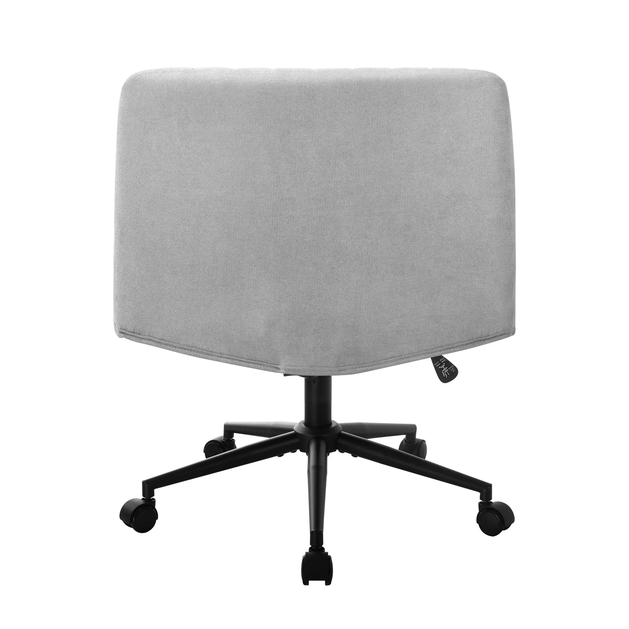 Oikiture Mid Back Armless Office Desk Chair Wide Seat with Wheels Linen Grey