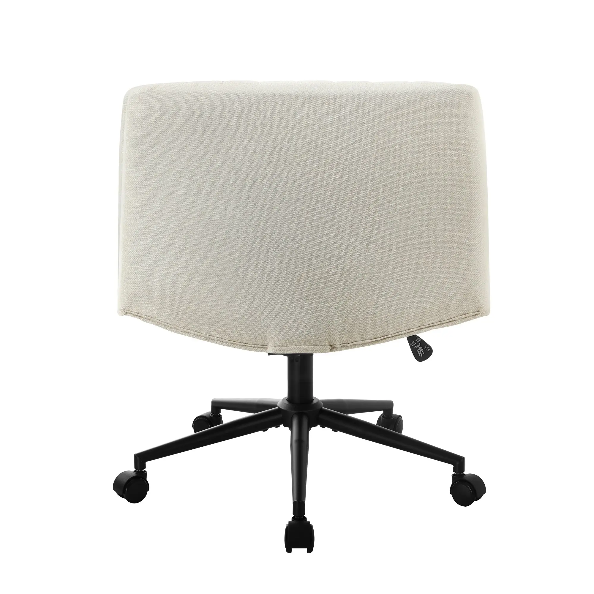 Oikiture Mid Back Armless Office Desk Chair Wide Seat with Wheels Linen Beige