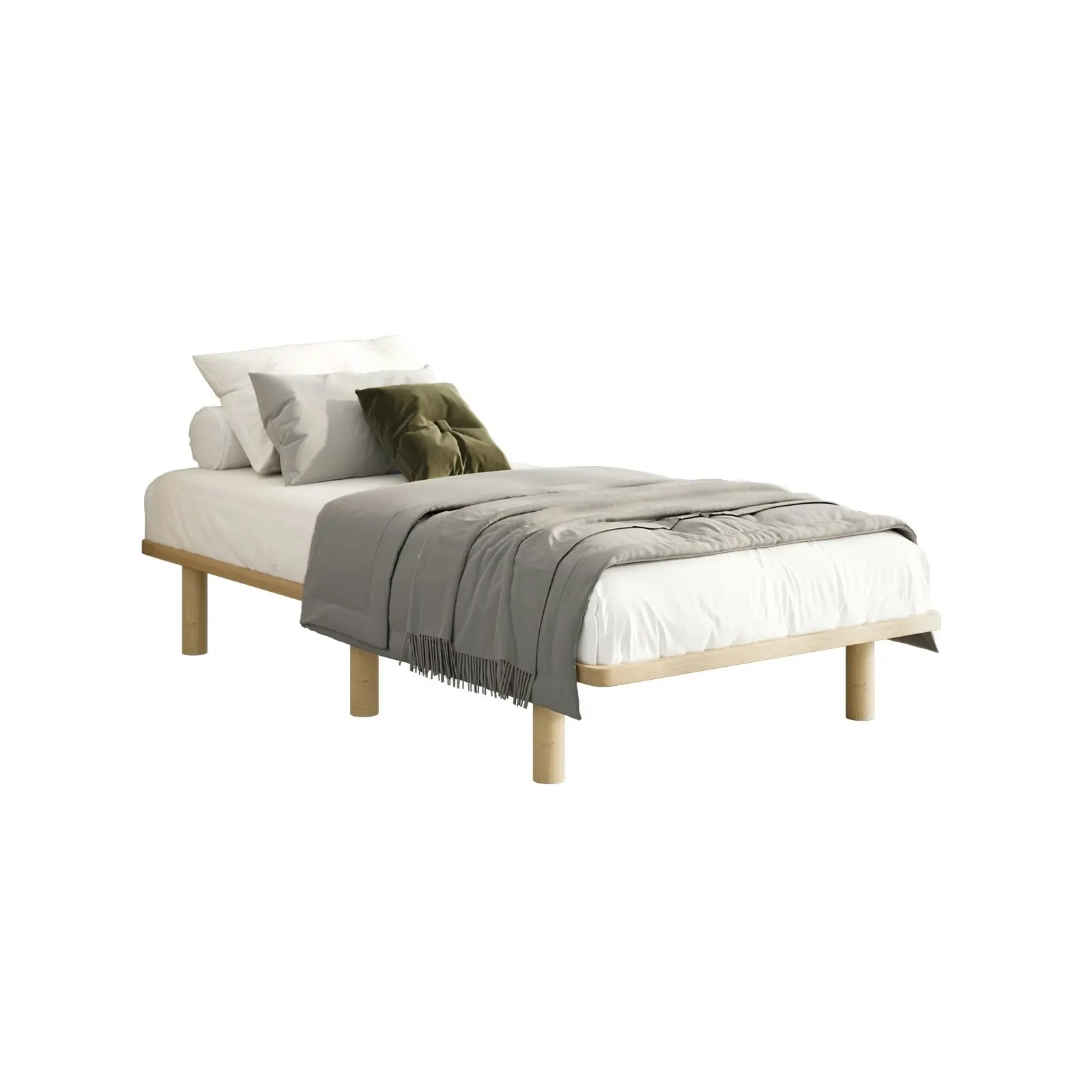 Oikiture Bed Frame Single Size Wooden Bed Base Platform Timber