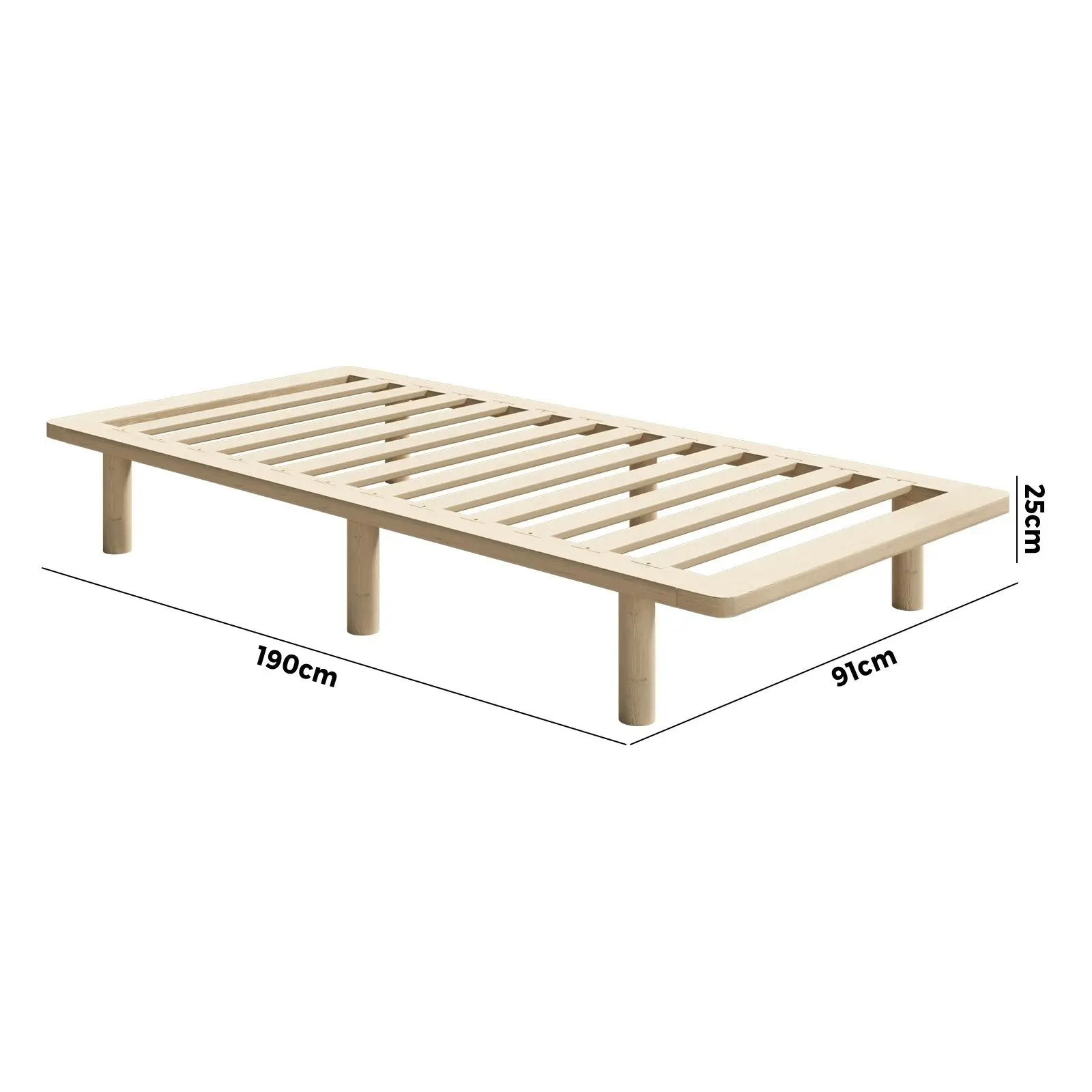 Oikiture Bed Frame Single Size Wooden Bed Base Platform Timber