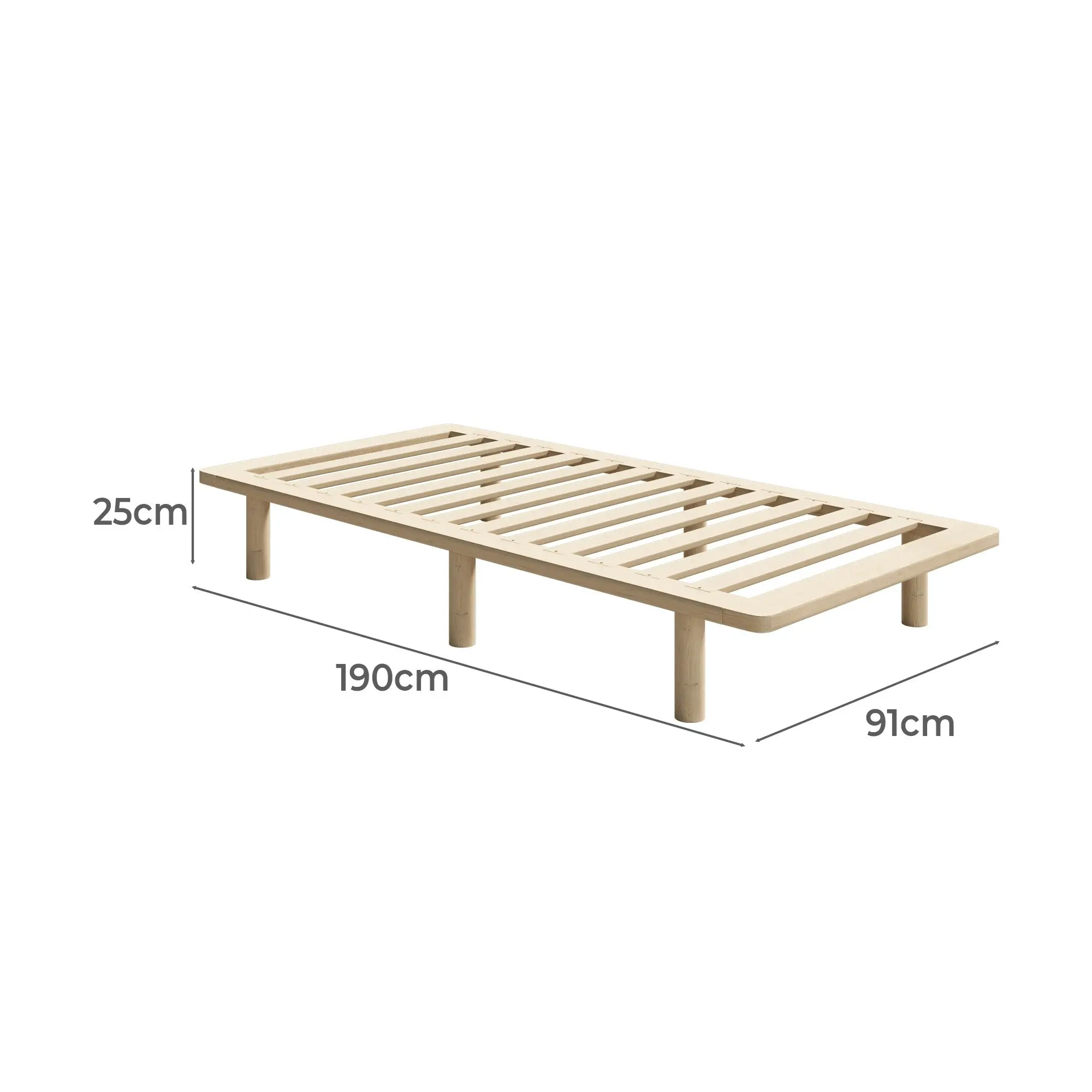 Oikiture Bed Frame Single Size Wooden Bed Base Platform Timber