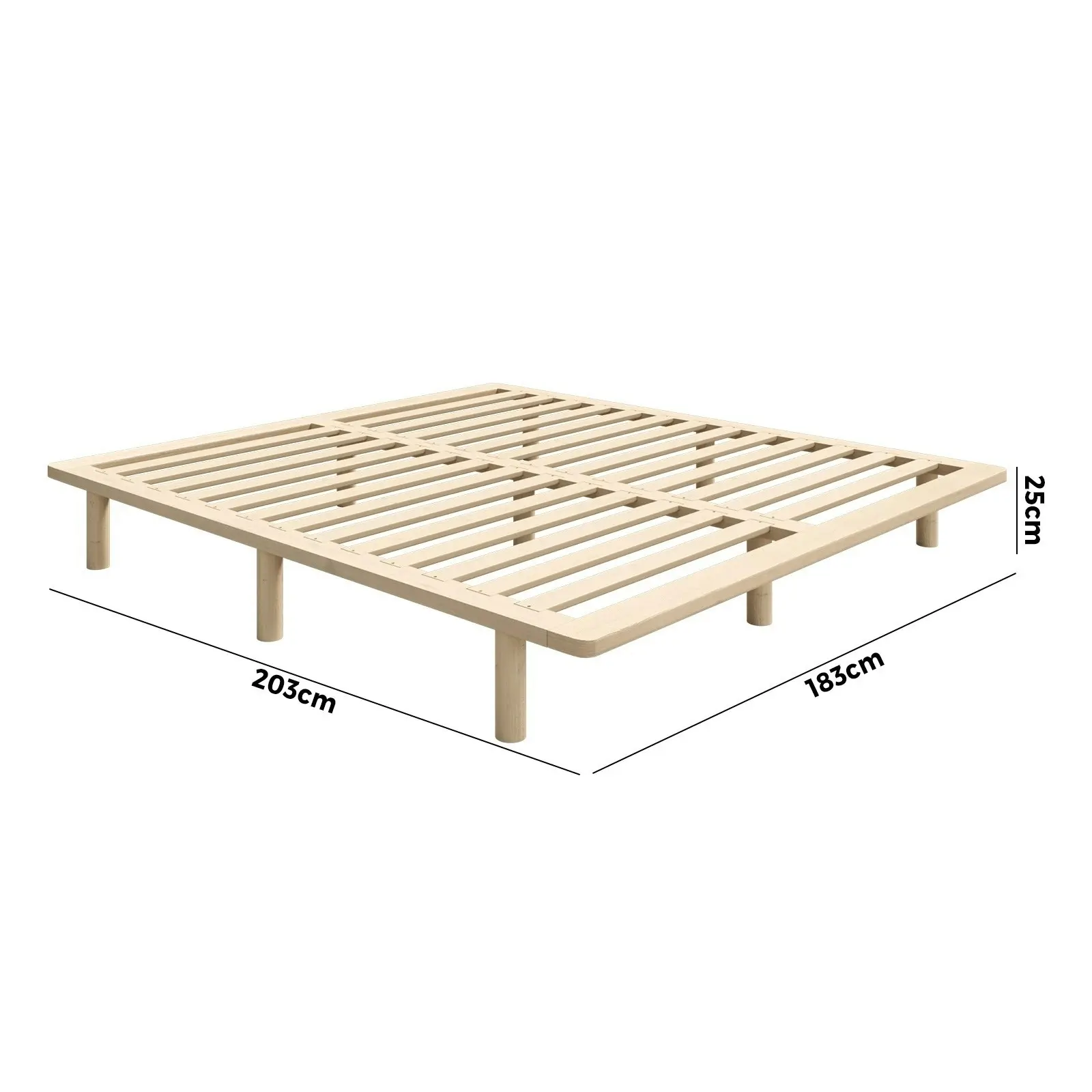 Oikiture Bed Frame King Size Wooden Bed Base Platform Timber