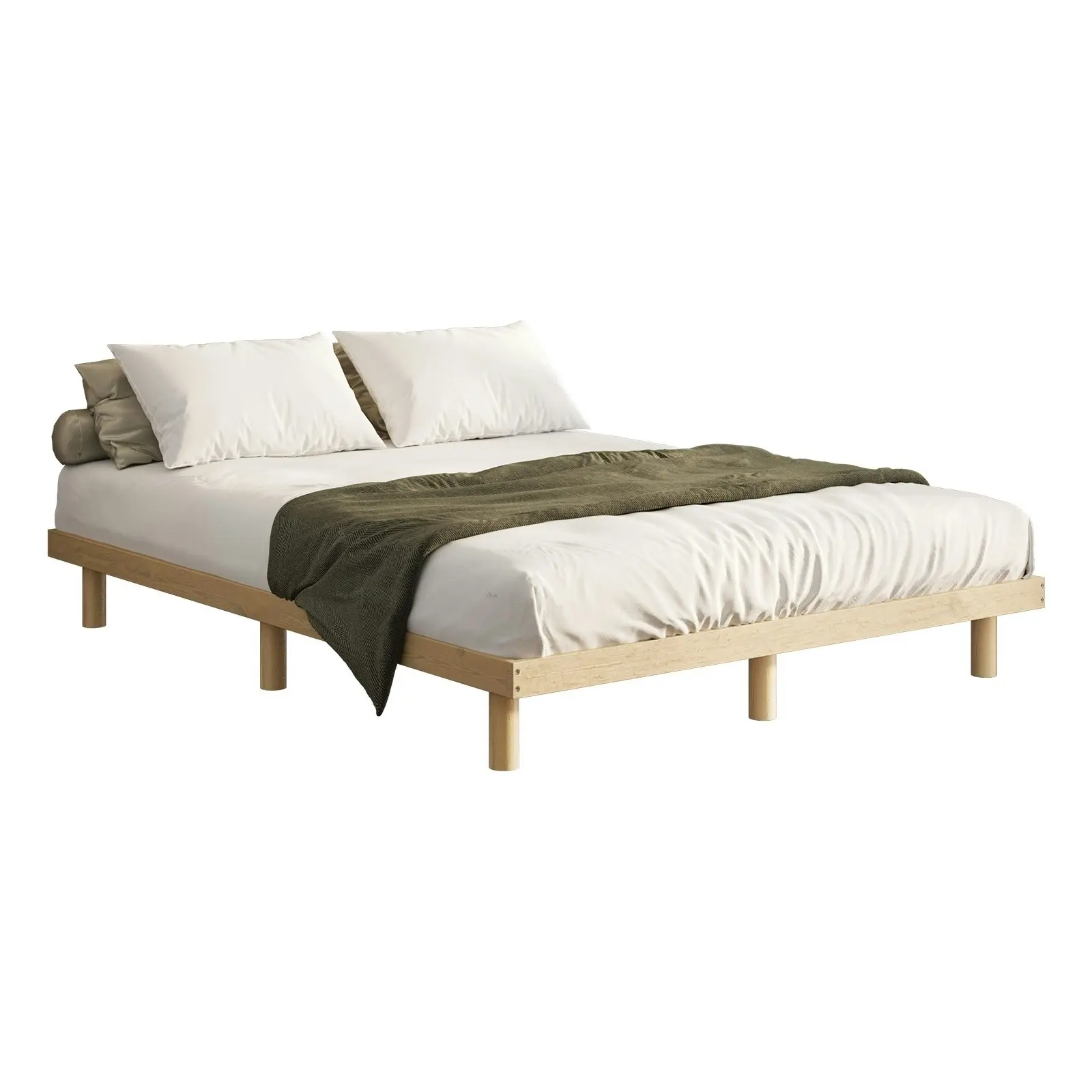 Oikiture Bed Frame Double Size Wooden Base Bed Platform