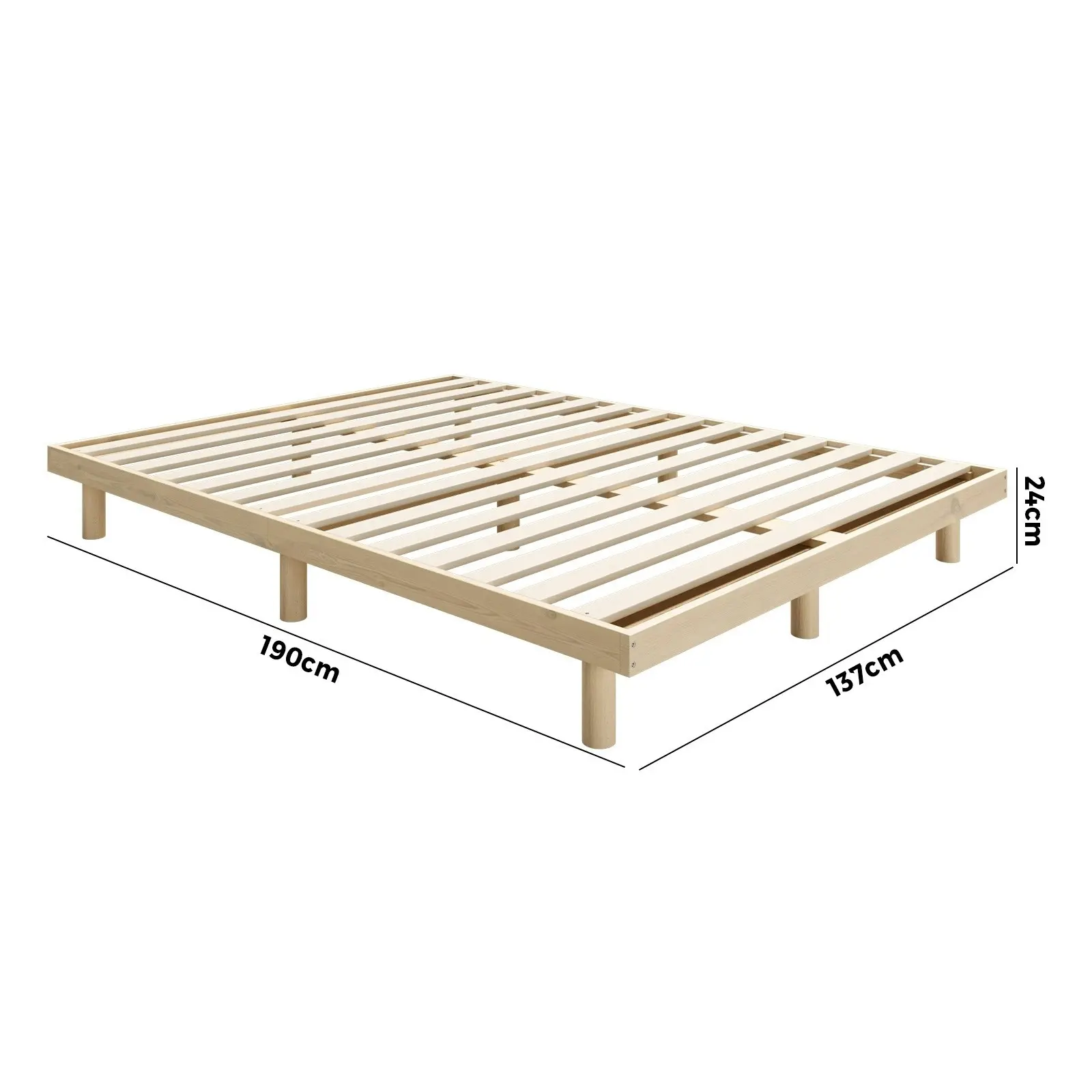 Oikiture Bed Frame Double Size Wooden Base Bed Platform