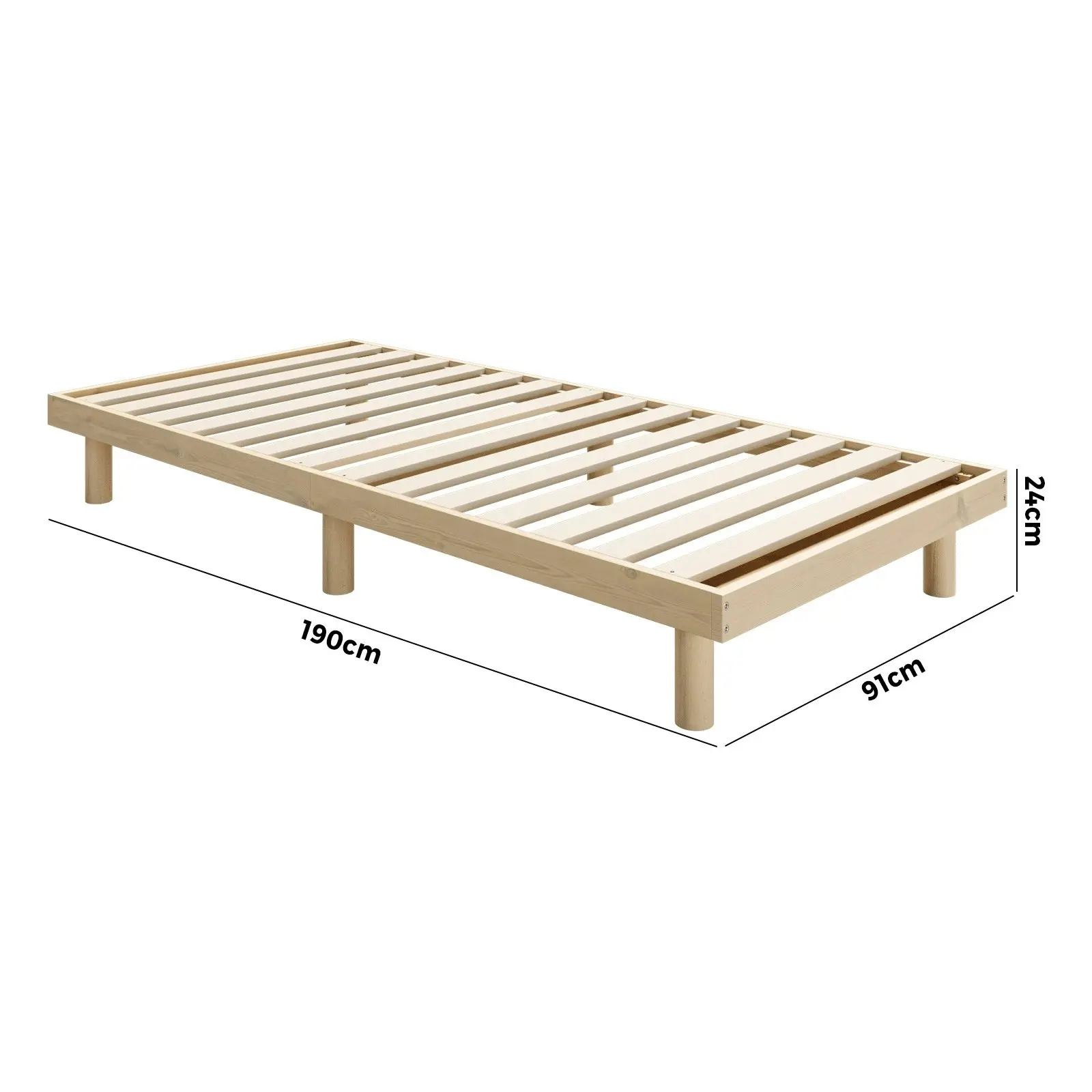 Oikiture Bed Frame Single Size Wooden Base Bed Platform