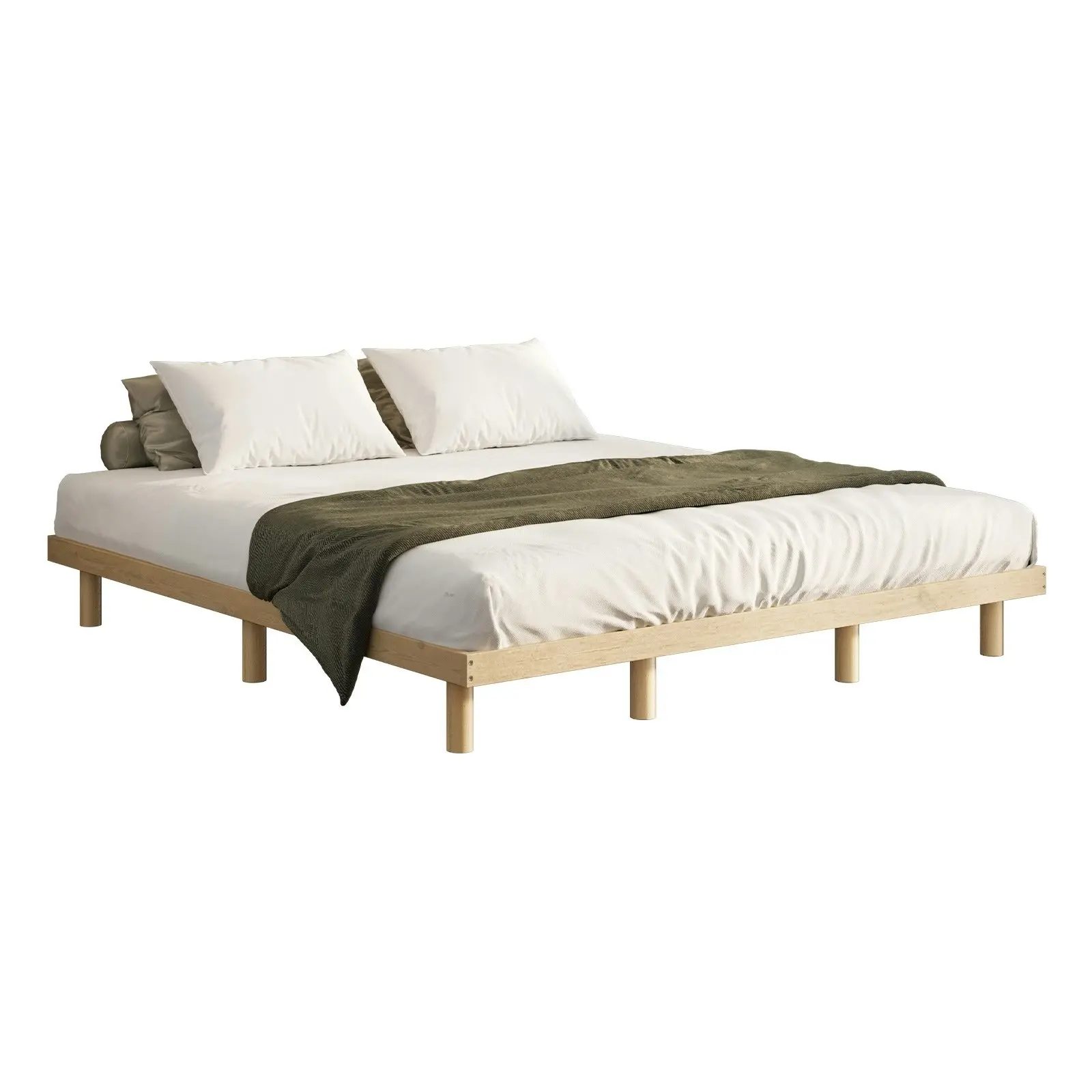 Oikiture Bed Frame King Size Wooden Base Bed Platform