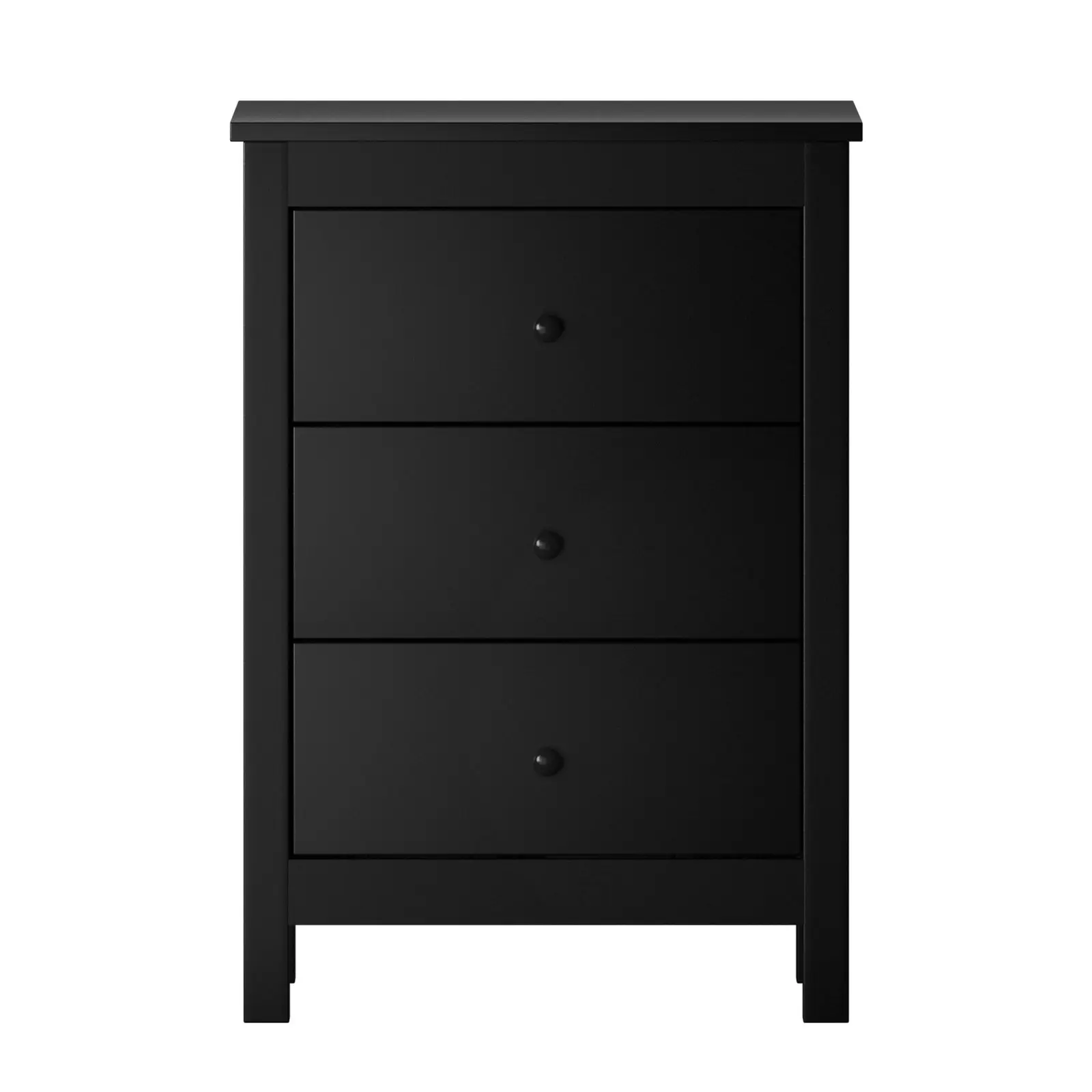 Oikiture Bedside Table 3 Drawers Hamptons Furniture Storage Cabinet Black