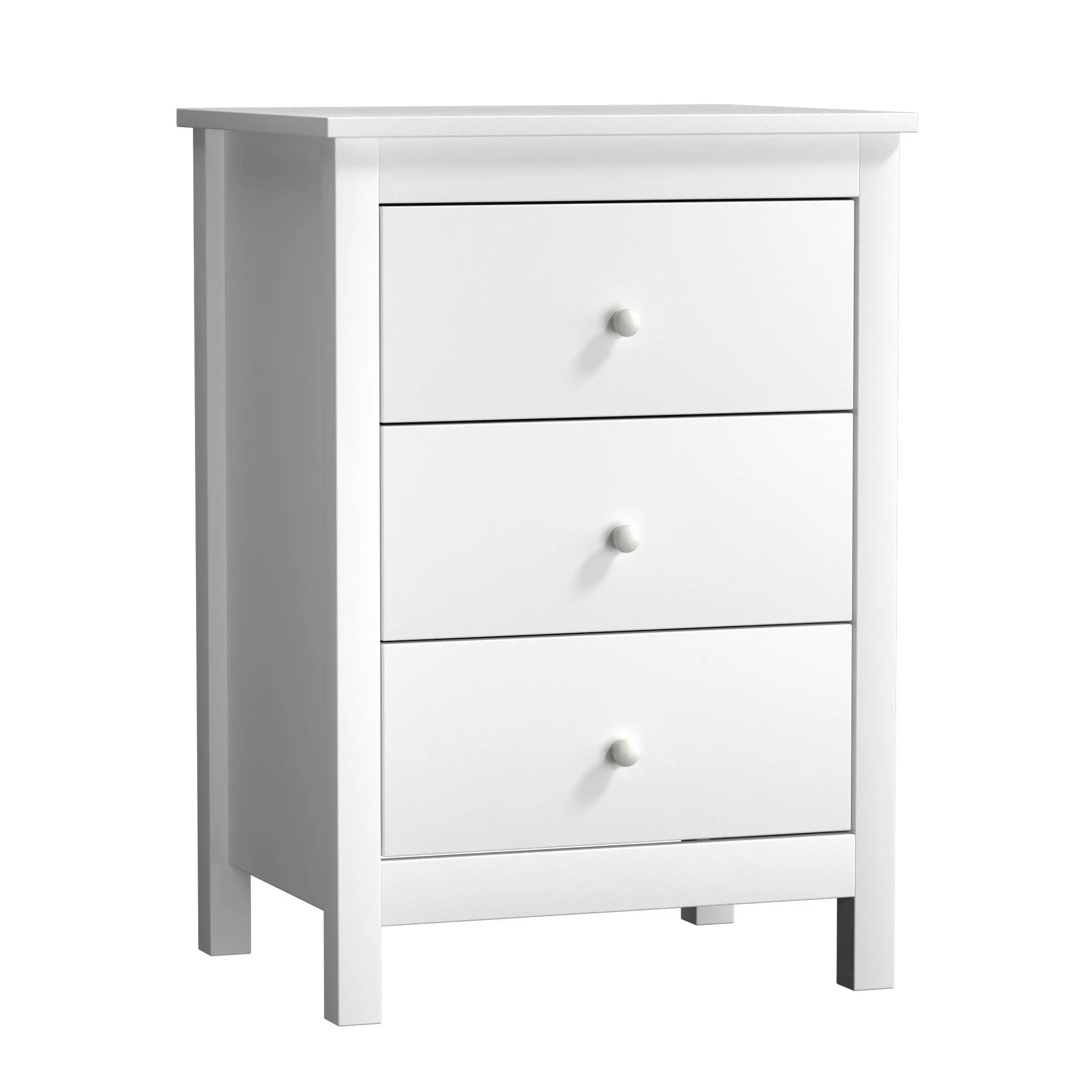 Oikiture Bedside Table 3 Drawers Bedroom Hamptons Furniture Storage Cabinet