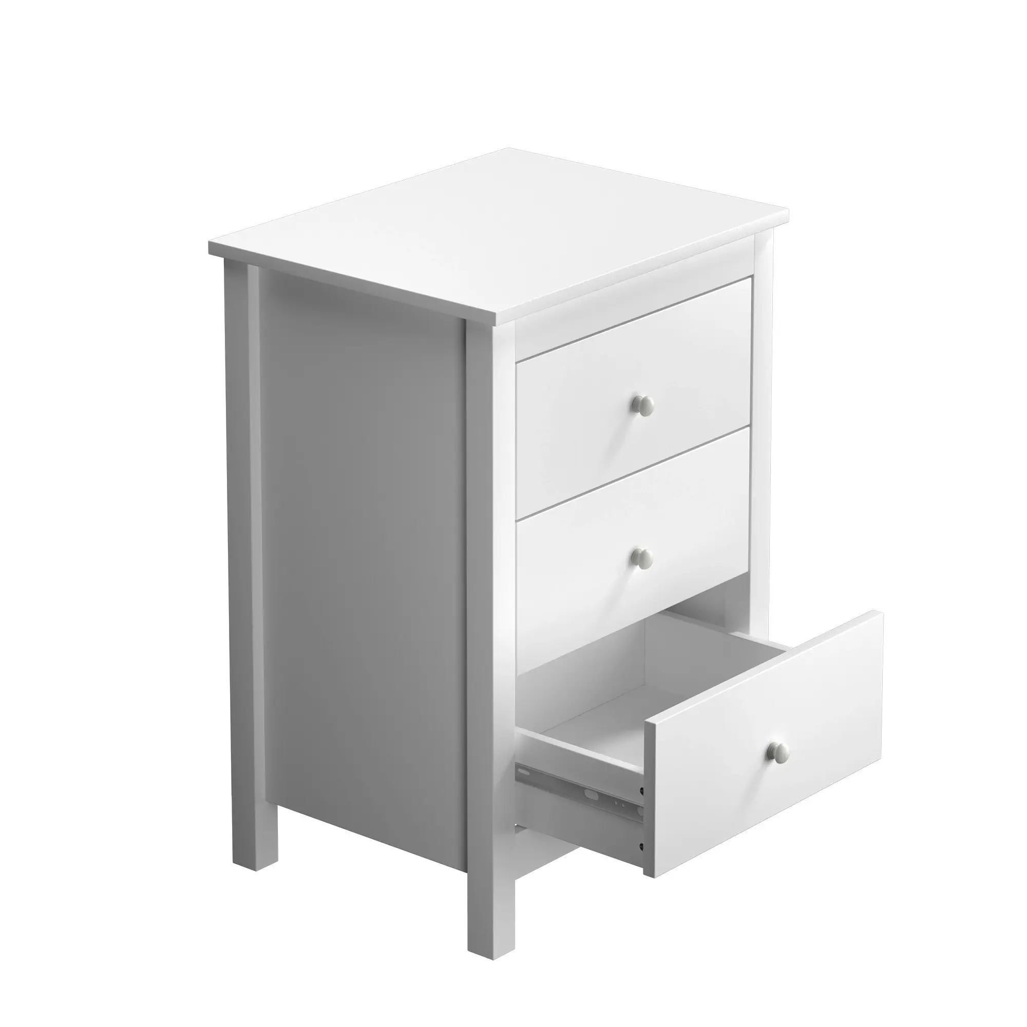 Oikiture Bedside Table 3 Drawers Bedroom Hamptons Furniture Storage Cabinet