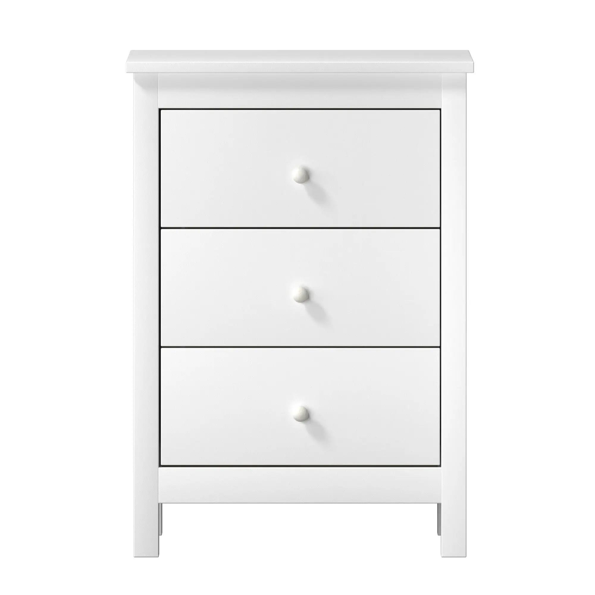 Oikiture Bedside Table 3 Drawers Bedroom Hamptons Furniture Storage Cabinet