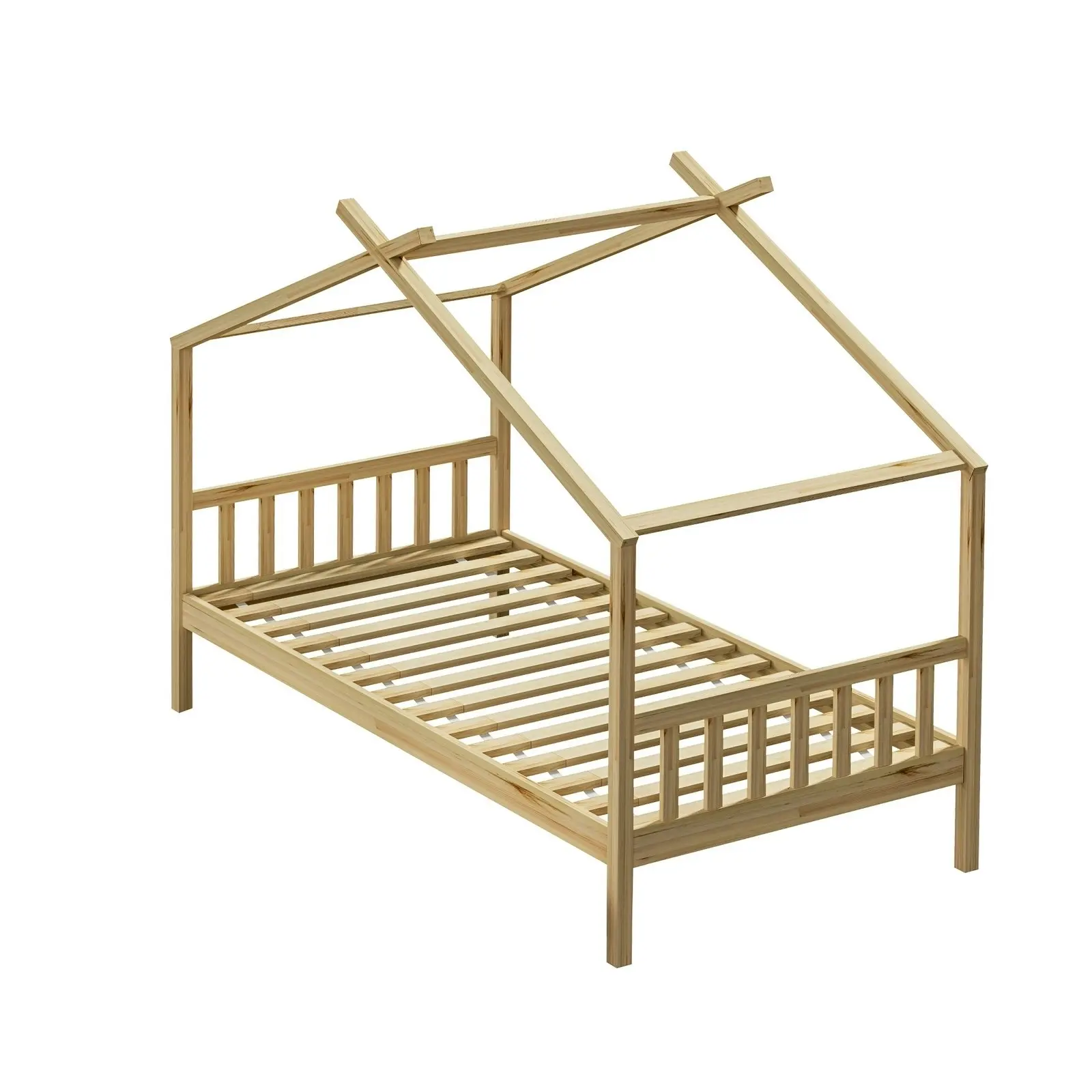 Oikiture Kids Bed Frame Single Wooden House Frame Beds Platform Timber