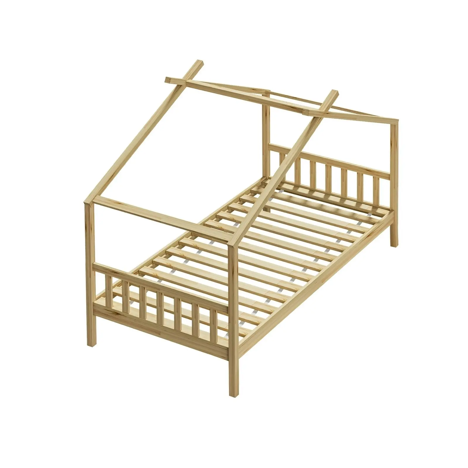 Oikiture Kids Bed Frame Single Wooden House Frame Beds Platform Timber