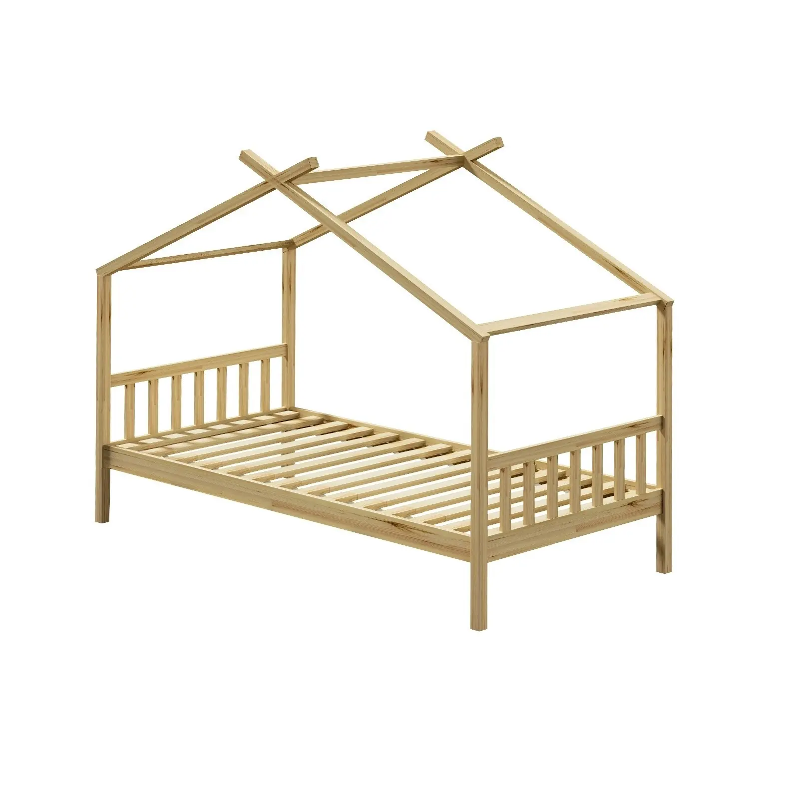 Oikiture Kids Bed Frame Single Wooden House Frame Beds Platform Timber