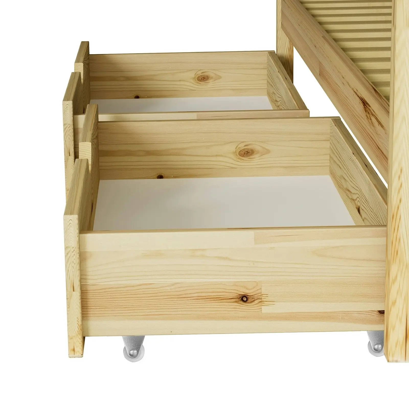 Oikiture Storage Drawers Trundle for Bed Frame Base Timber Wooden 2X