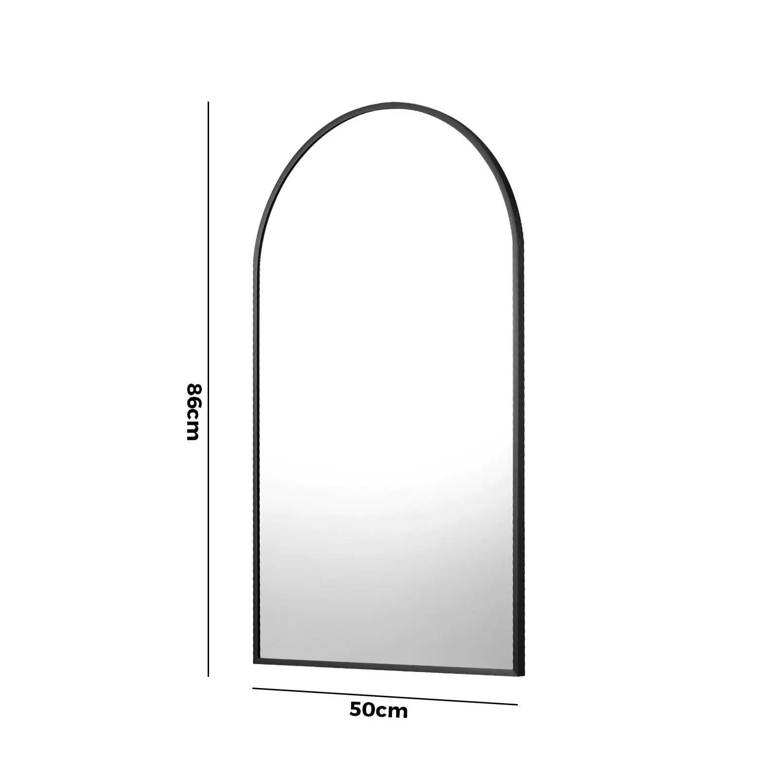 Oikiture Wall Mirrors 86x50cm Arched Makeup Mirror Home Decor Black