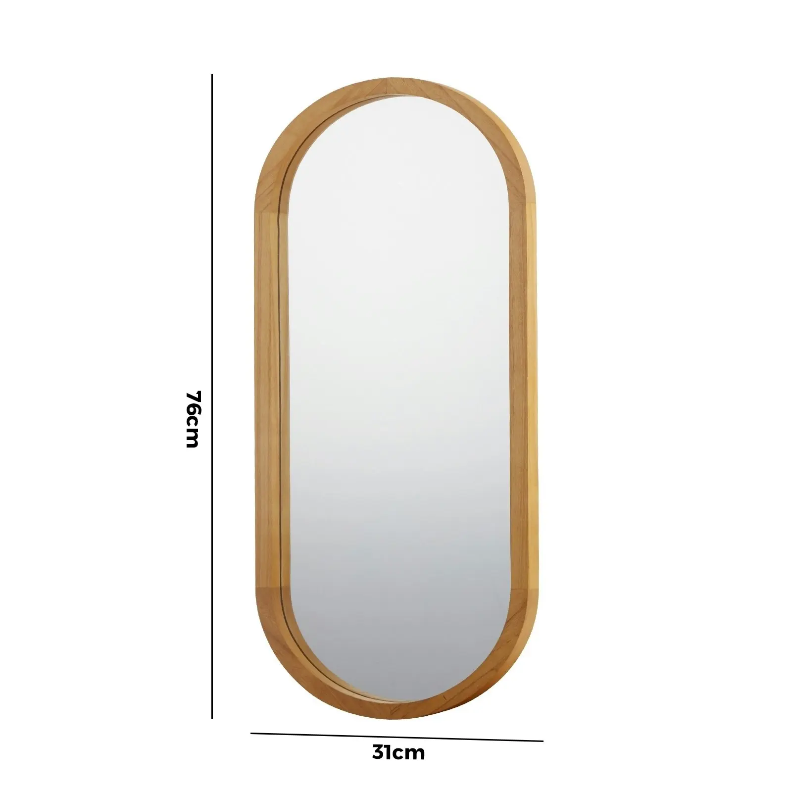 Oikiture Wall Mirrors Oval Makeup Mirror Home Decor Wooden 76x31cm