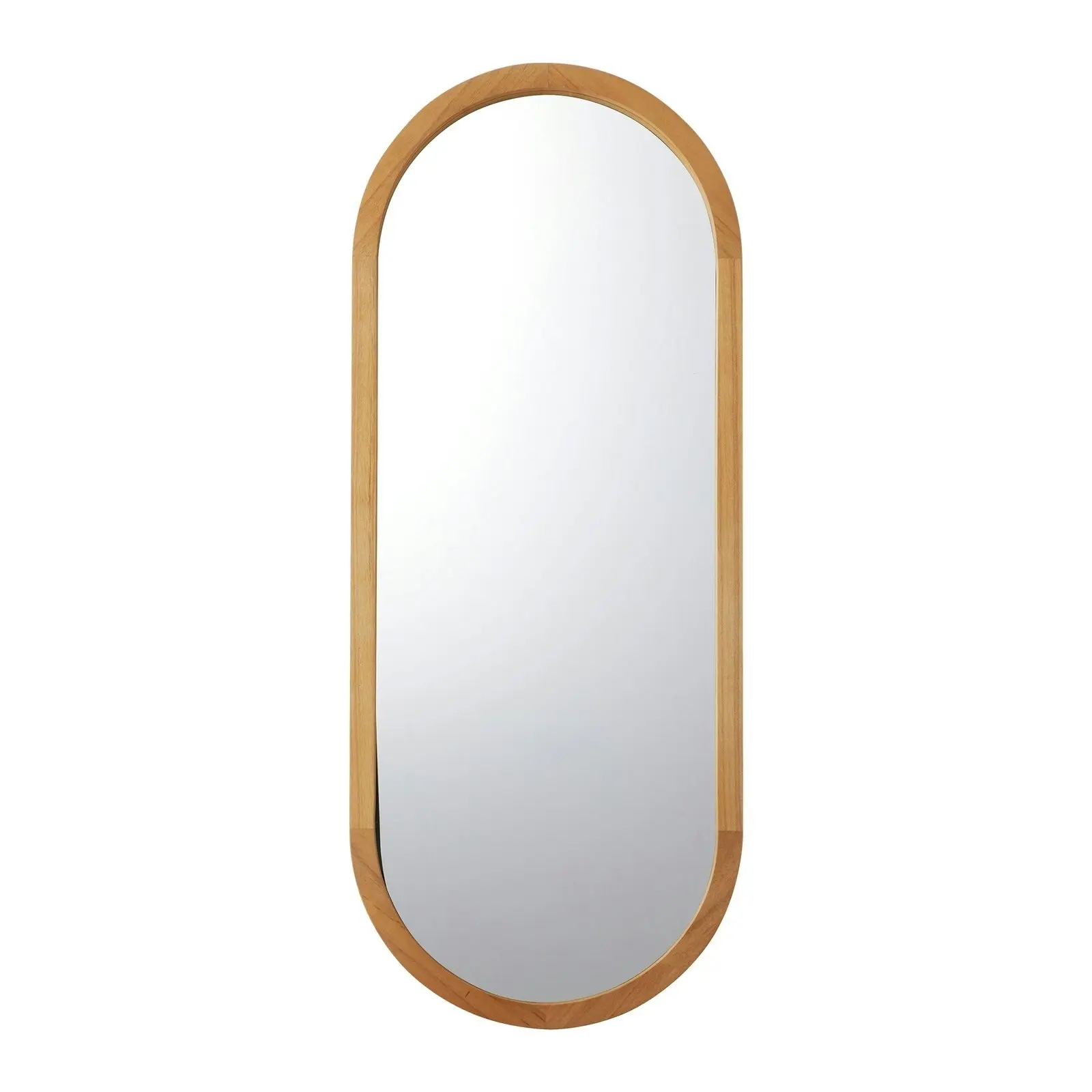 Oikiture Wall Mirrors Oval Makeup Mirror Home Decor Wooden 76x31cm