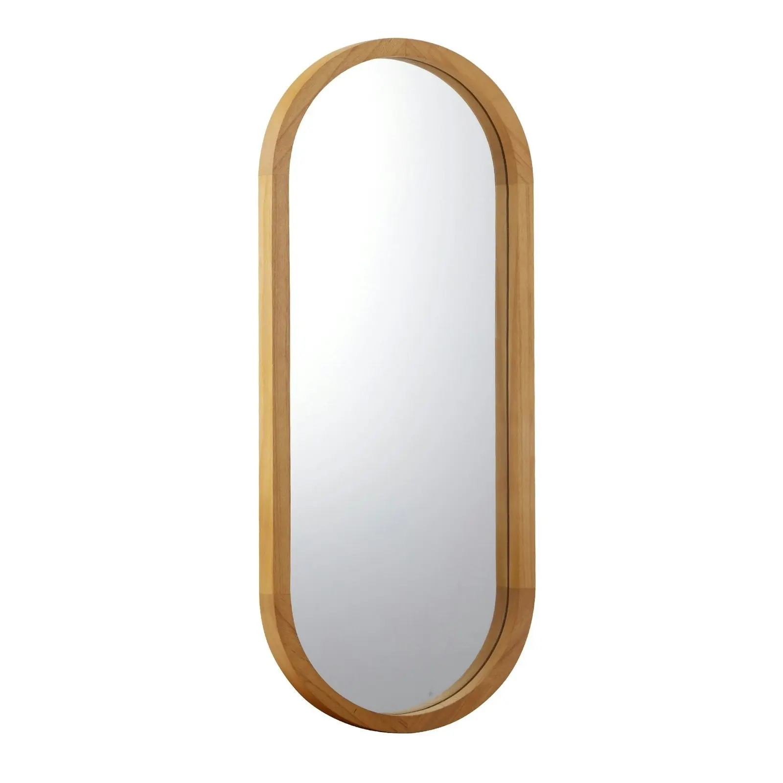 Oikiture Wall Mirrors Oval Makeup Mirror Home Decor Wooden 76x31cm