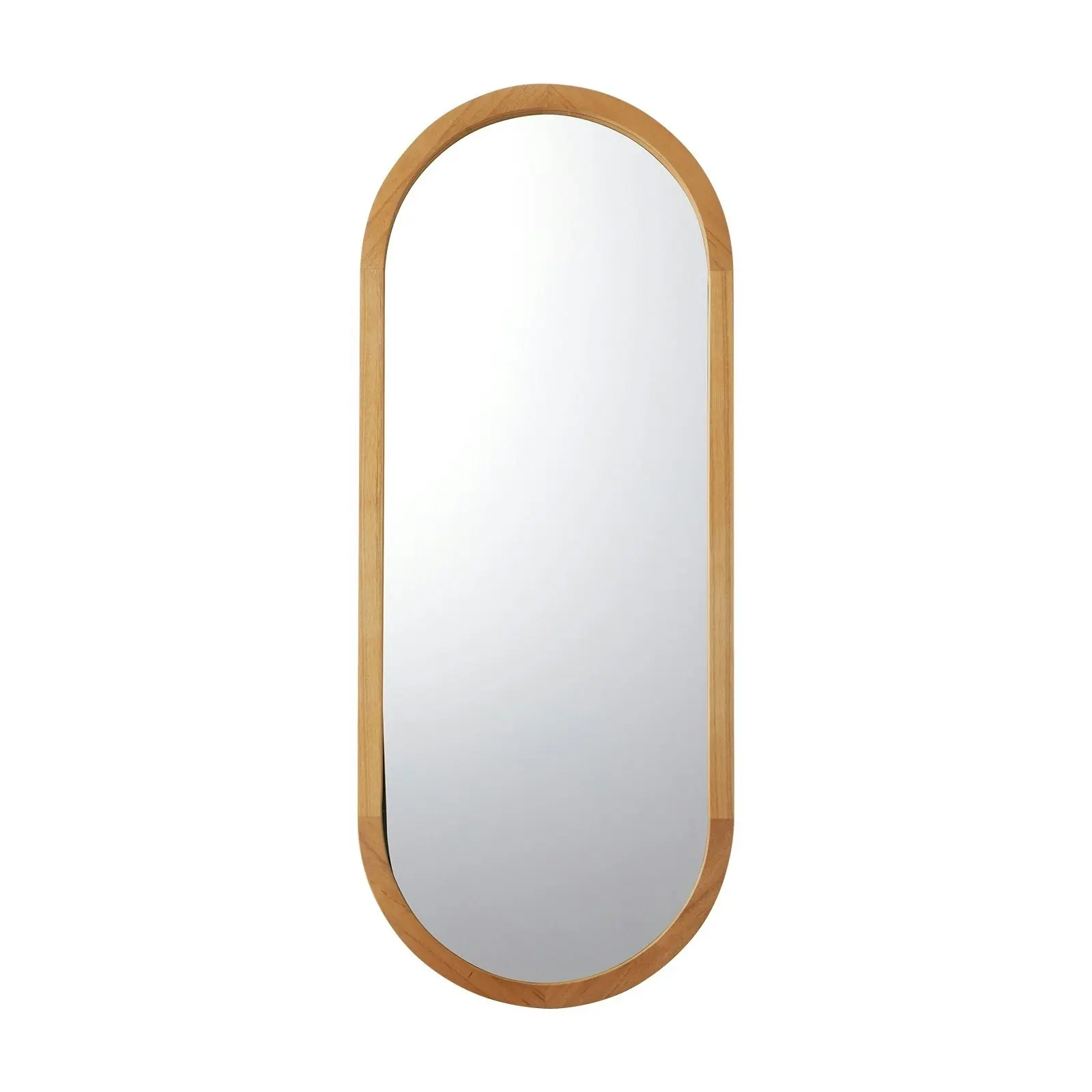 Oikiture Wall Mirrors Oval Makeup Mirror Home Decor Wooden 76x31cm