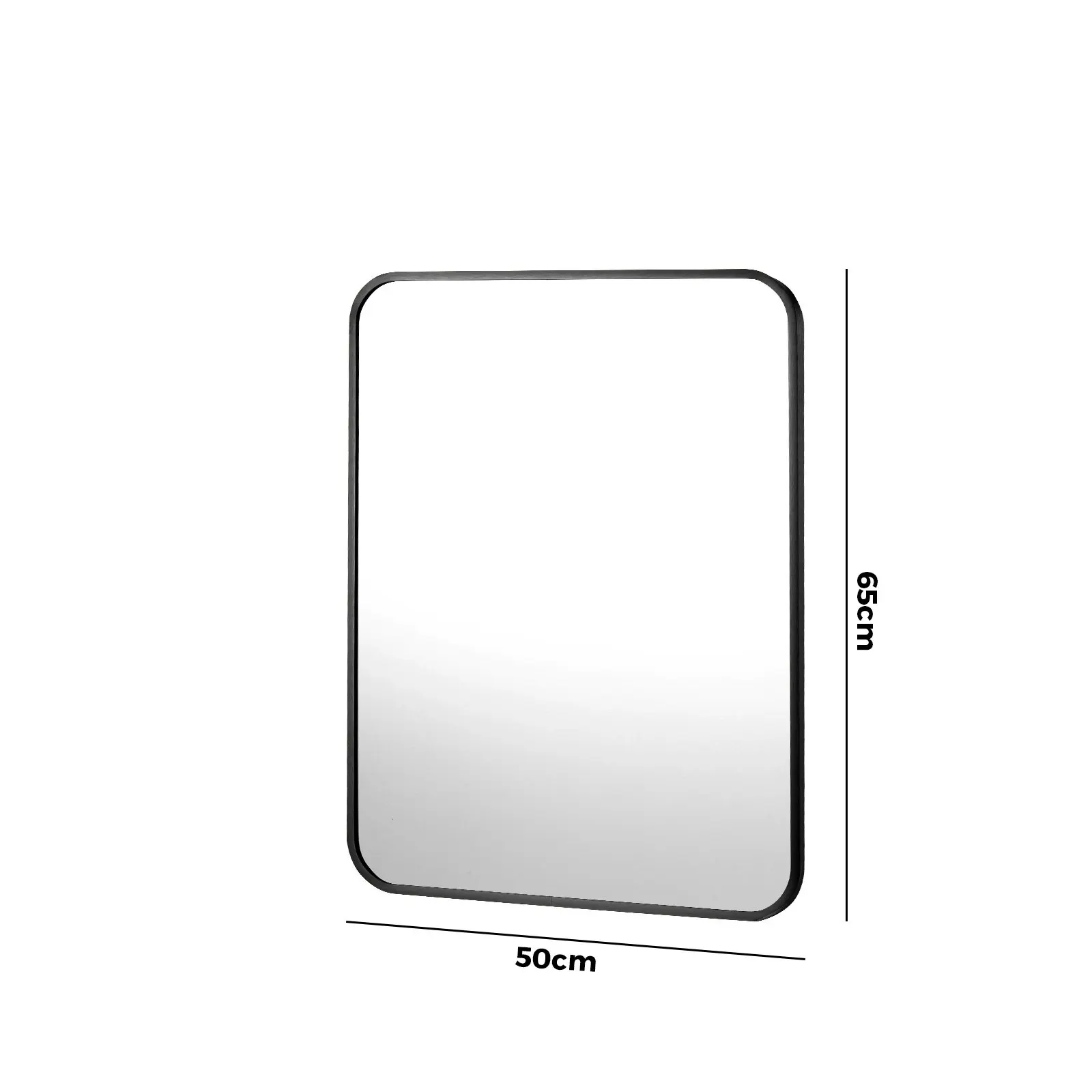 Oikiture Wall Mirrors Rectangle Makeup Mirror Metal Frame 65x50cm Black