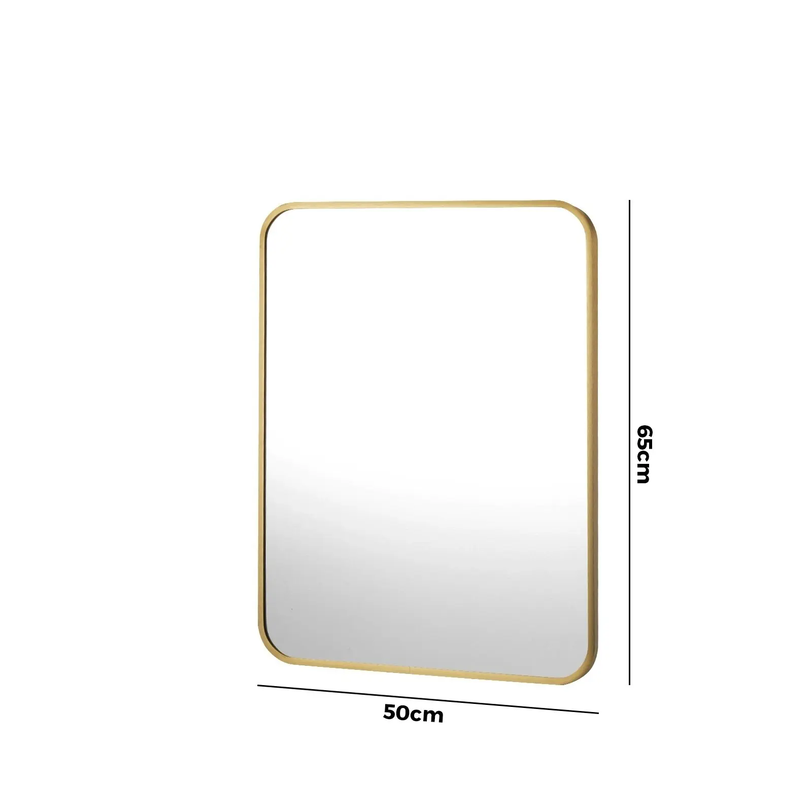 Oikiture Wall Mirrors Rectangle Makeup Mirror Metal Frame 65x50cm Gold