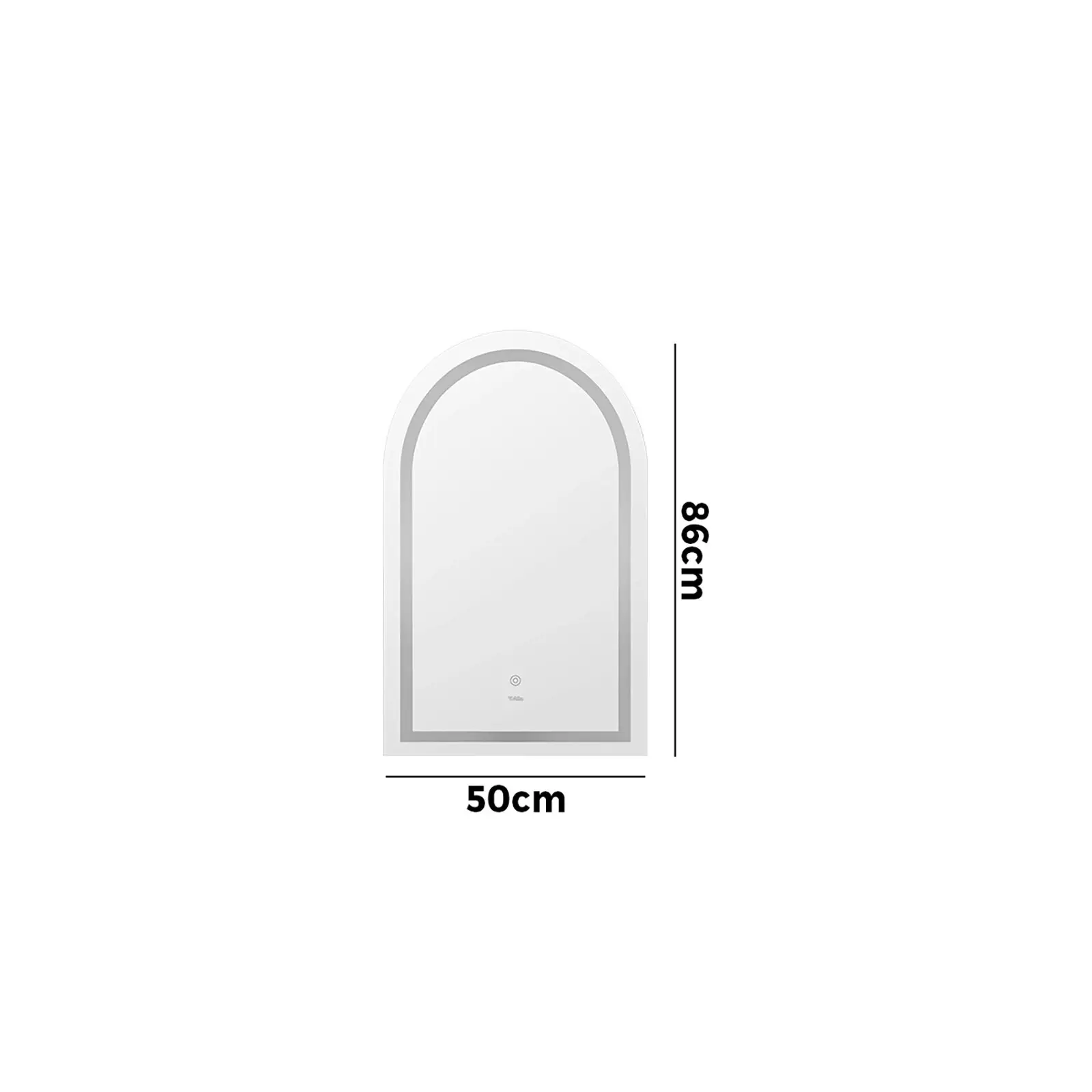 Welba LED Arched Bathroom Mirror Anti-fog Smart Makeup Wall Mirrors 86x50cm