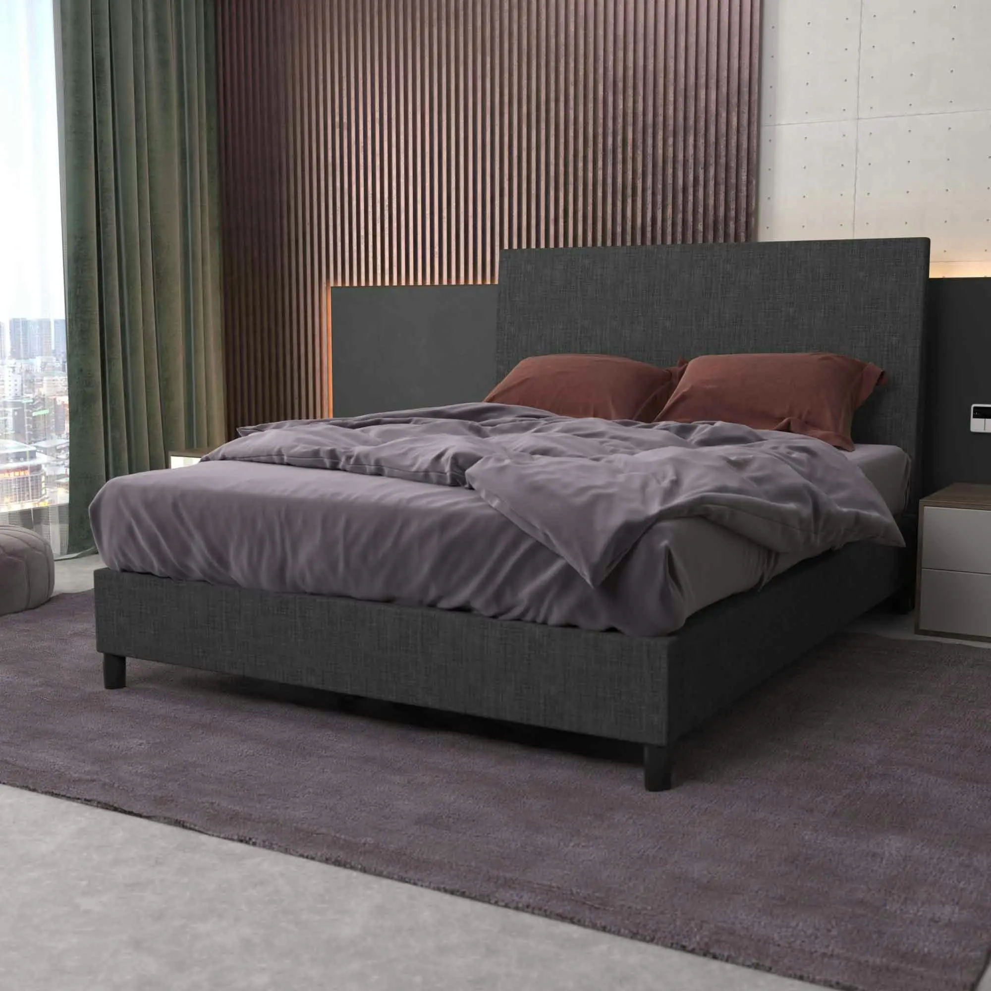 Bedhead & Bed Base Bundle (Upholstered Portabase - Graphite)