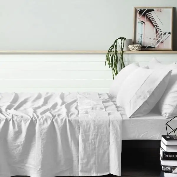 White Linen Sheet Sets by Vintage Design