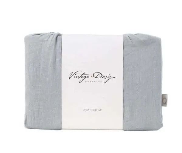 Dove Grey Linen Sheet Sets by Vintage Design