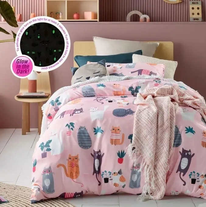 Miaow Glow in the Dark Quilt Cover Sets by Happy Kids