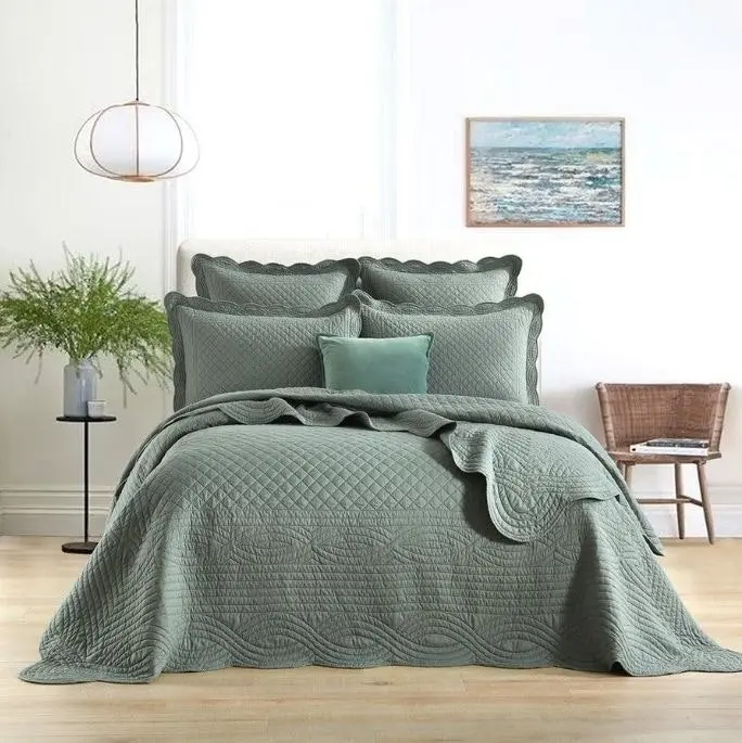 Scallop Juniper Jacquard Coverlet Set